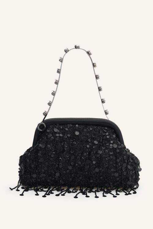 Siyah Saten Melina Abiye Çanta 