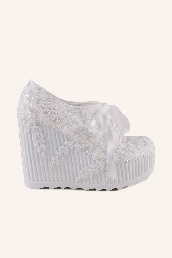 12 cm Dolgu Topuk Spor Gelin Ayakkabısı